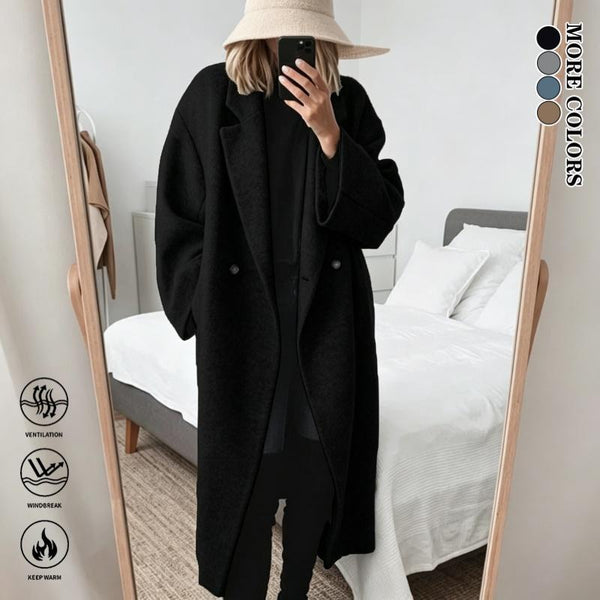 Mila Cozy Double Breasted Long Coat for Everyday Wear