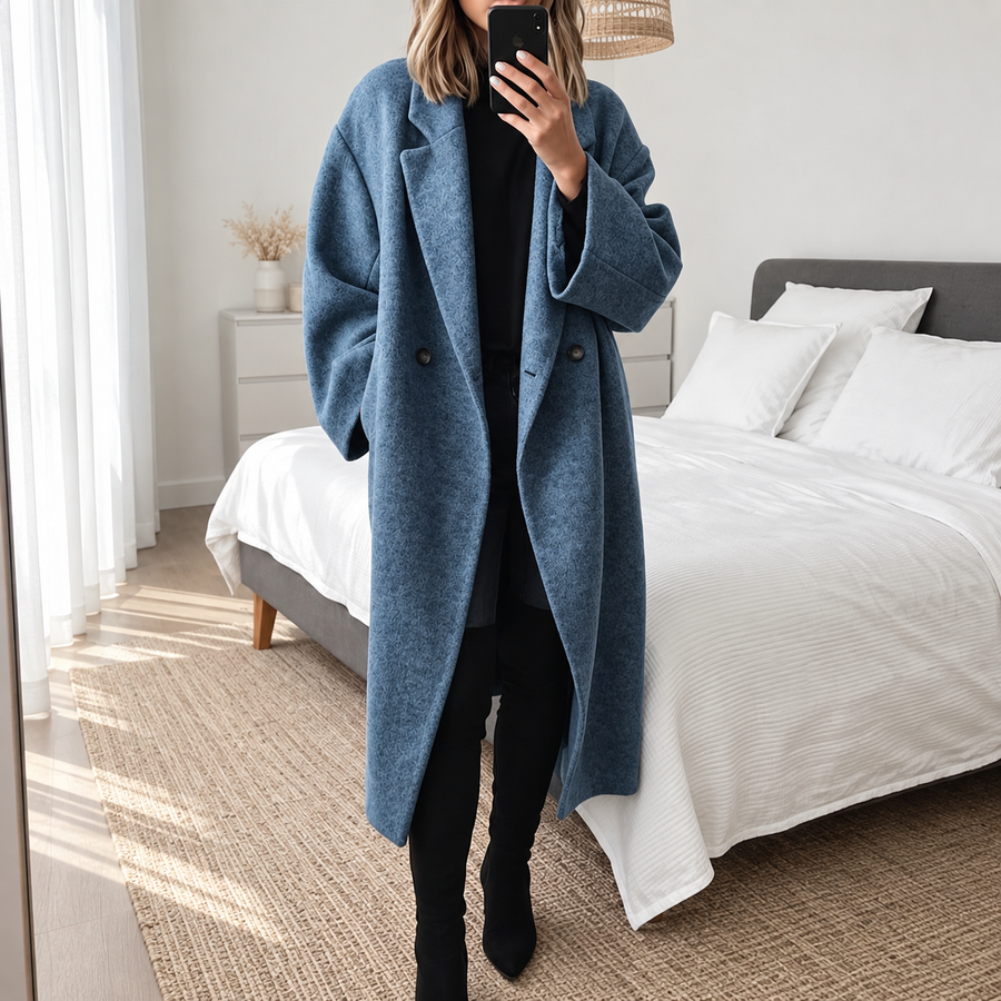 Mila Cozy Double Breasted Long Coat for Everyday Wear