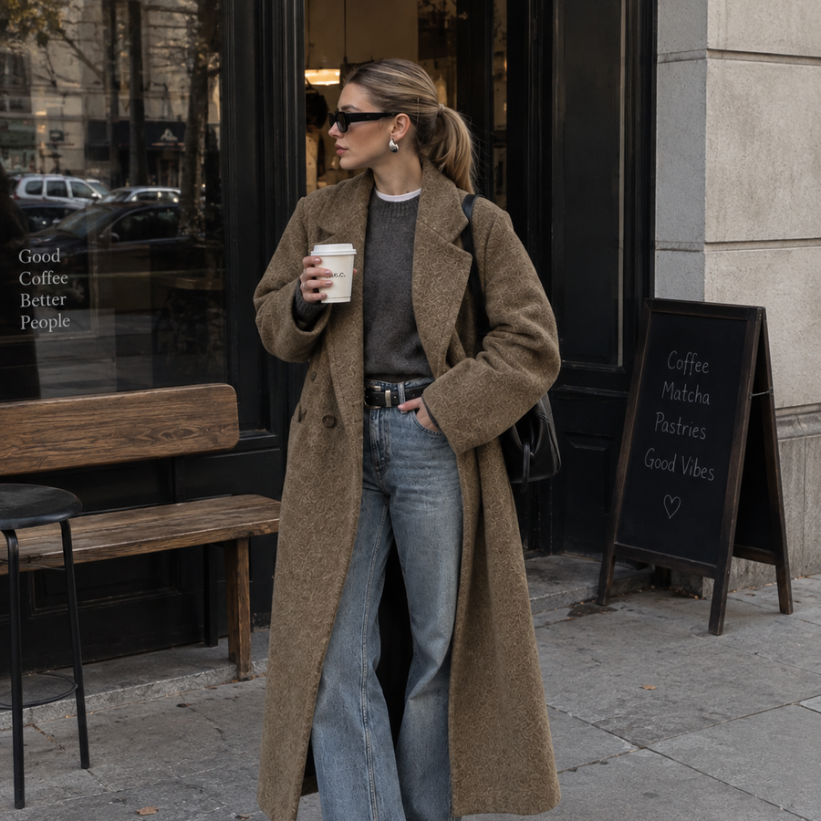 Mila Cozy Double Breasted Long Coat for Everyday Wear